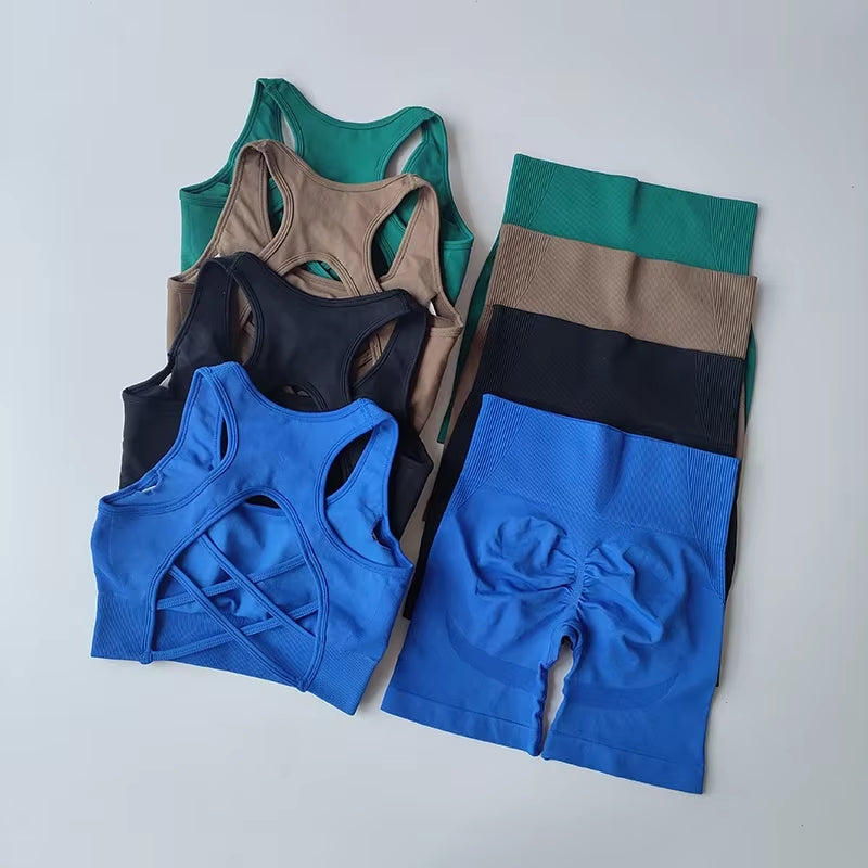 2 PCS Women's Sexy sport bra, high waist Yoga Set