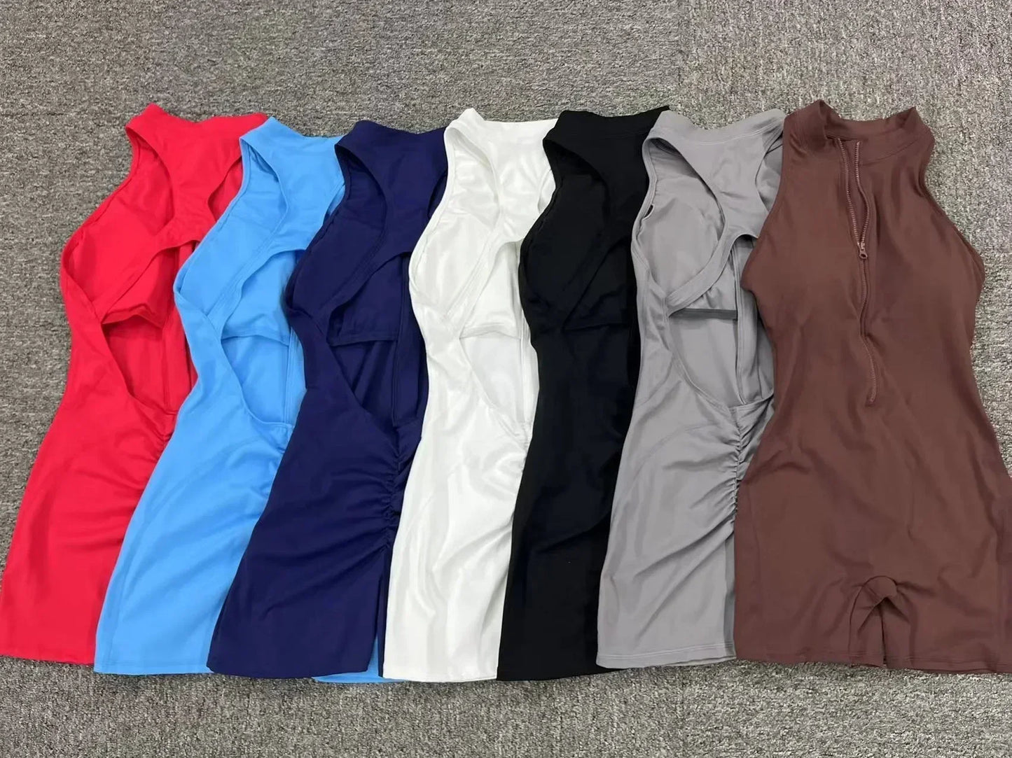 Woman Sexy Backless, Sleeveless, Zipper fitness jump suit