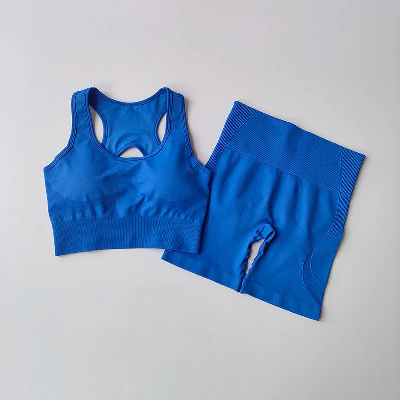 2 PCS Women's Sexy sport bra, high waist Yoga Set