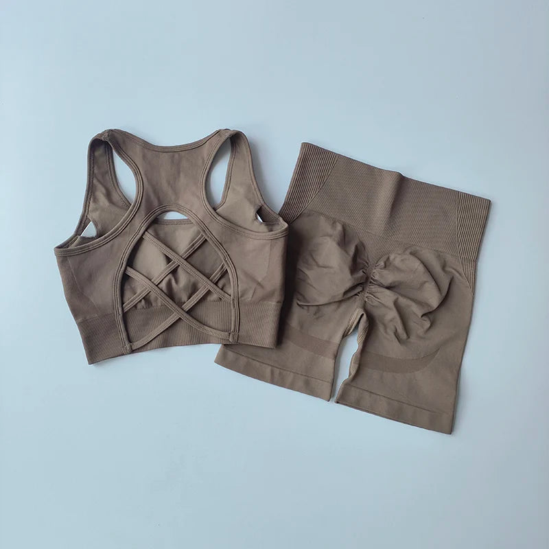 2 PCS Women's Sexy sport bra, high waist Yoga Set