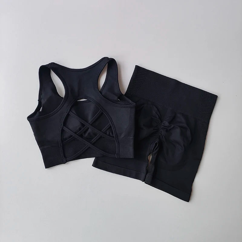 2 PCS Women's Sexy sport bra, high waist Yoga Set