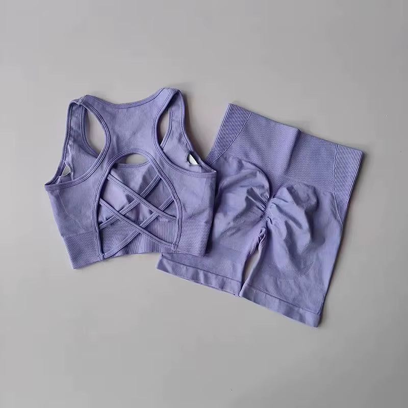 2 PCS Women's Sexy sport bra, high waist Yoga Set